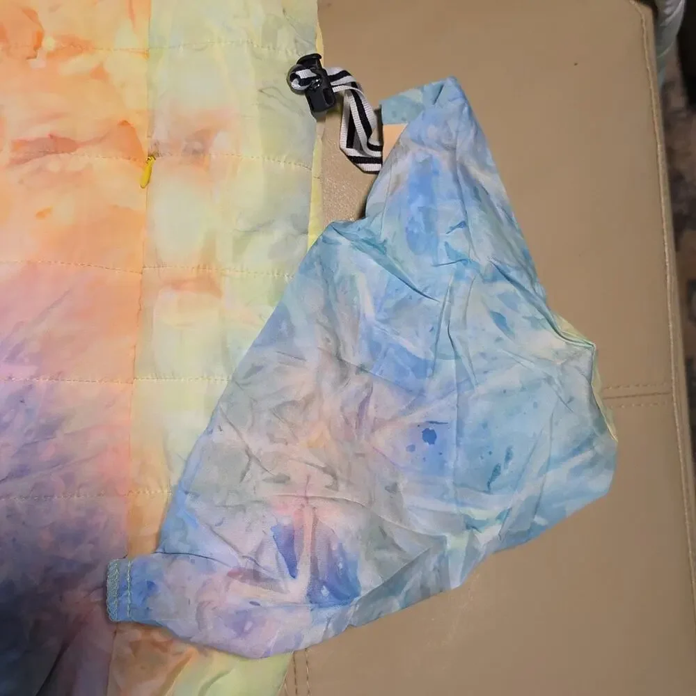 Alexa Rae Tie Dye Pastels Colorful Hooded Puffer Jacket Kids Size Large 16 NWT